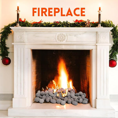 GasSaf 10 Pounds Black Natural Tumbled Stones Round Lava Rock Pebbles for Fire Pit, Gas Fireplace/Fire Tables, Gas Log Set, Fire Bowls, Decorative Landscaping Rocks for Indoor and Outdoor (1-2 Inch)
