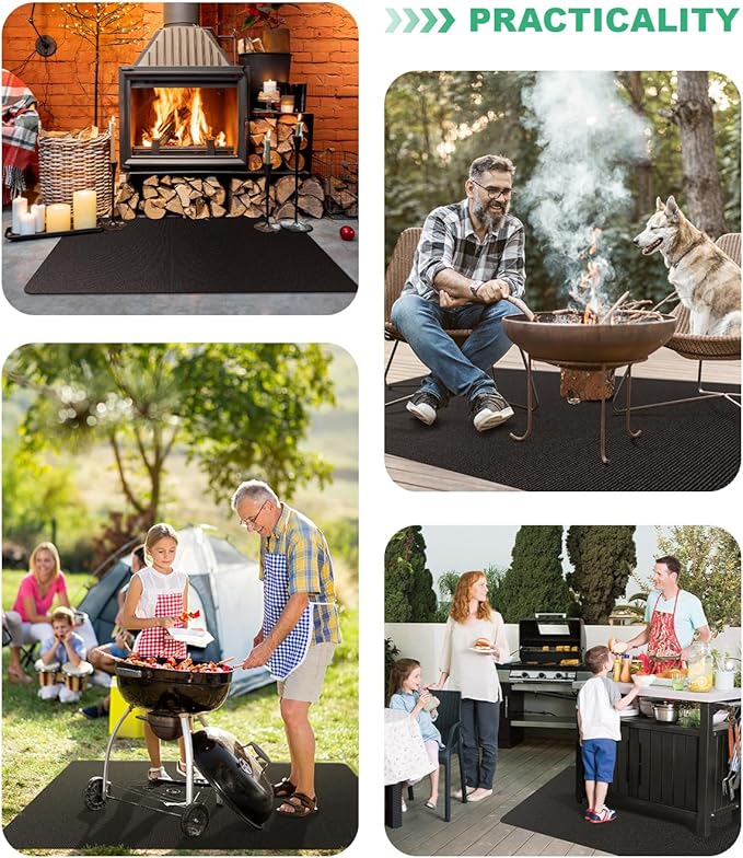 TAOMAND Large 76 x 52 inches Under Grill Mats for Outdoor Grill | Double-Sided Fireproof | Waterproof | Oil-Proof | Easy to Clean | Indoor Fireplace/Fire Pit Mat | Quality BBQ Mat for Deck Patio Lawn