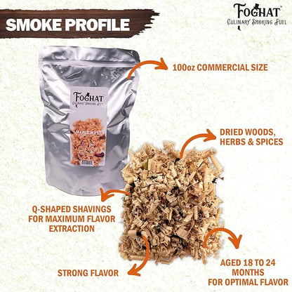 Foghat Cocktail Smoker Wood Chips - 100oz Maple Myst Shavings for Smoker, Whiskey & Drink Infuser Kit - Natural, Culinary Wood Smoking Chips for Hand held Cocktail Smoke Gun & Bourbon Drink Smokers
