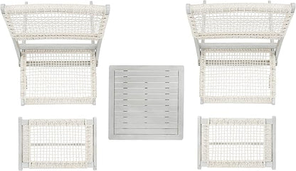 SAFAVIEH Outdoor Collection Casella Acacia Wood 5-Piece Patio Set PAT7077B, Grey/Grey