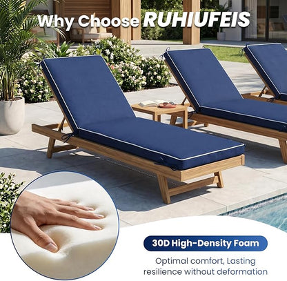 Chaise Lounge Cushions Outdoor, Water-resistant and Fade-Resistant Patio Lounge Chair Cushions, Furniture Replacement Cushions Ideal for Pools, Gardens and Balconies, 80" x 26" x 3",Navy Blue