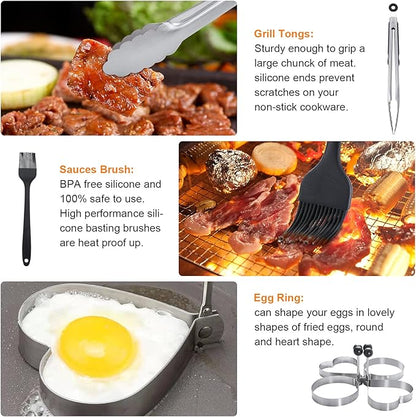 Blackstone Griddle Accessories Kit,16pcs Flat Top Grill Accessories Set for Blackstone and Camp Chef with Spatula,Scraper,Griddle Cleaning Kit &Carry Bag,Great for Outdoor BBQ & Teppanyaki and Camping