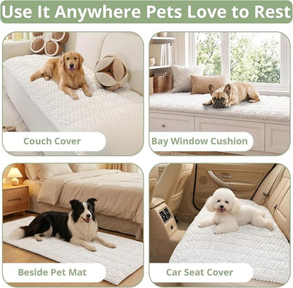 OstepDecor Couch Cover for Dogs, Washable Non Slip Sofa Cover for Pets | Soft Couch Covers for Sofa, Loveseat and Sectional, Furniture Protector Against Pet Hair & Dirt (27.6" x 86.6", White)