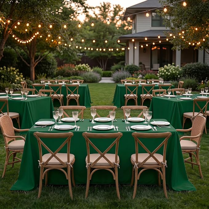 Fitable 6 Pack Tablecloths for Rectangle Table, 90 x 132 Inch, Hunter Green | Wrinkle & Stain Resistant, Washable Polyester Fabric Cloth Cover, For Wedding Party Banquet Formal Events Christmas
