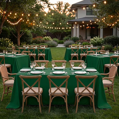 Fitable 6 Pack Tablecloths for Rectangle Table, 90 x 132 Inch, Hunter Green | Wrinkle & Stain Resistant, Washable Polyester Fabric Cloth Cover, For Wedding Party Banquet Formal Events Christmas