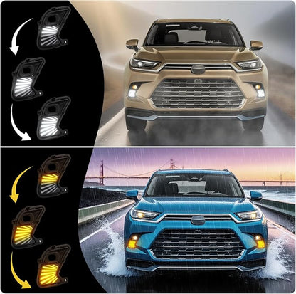 Led Fog Lights Drl for 2024 2025 2026 Toyota Grand Highlander Hybrid | Daytime Running Drl Turn Signal Lights Accessories Grand Highlander XLE Limited Platinum Sport