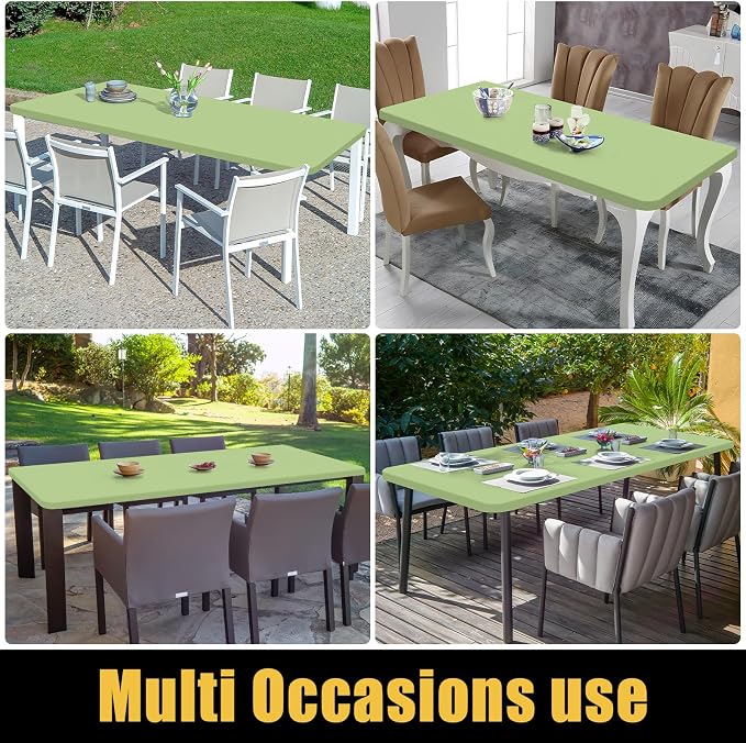 Smiry Rectangle Picnic Table Cloth, Waterproof Elastic Fitted Tablecloths for 4 Foot Tables, Washable Polyester Table Cover for Camping, Indoor and Outdoor (Sage Green, 30"x48")