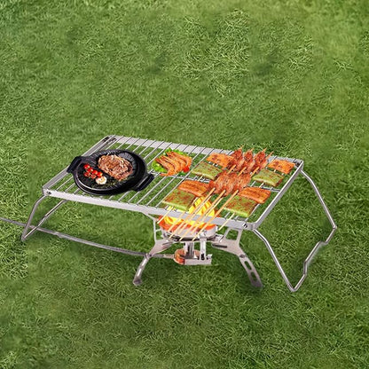 YOPAY Folding Campfire Grill with Legs Carrying Bag, 304 Stainless Steel Grate Barbeque Grill, Heavy Duty Portable Camping Grill for Picnics, Backpacking, Outdoor, 13.6 Inch × 9 Inch × 6.5 Inch