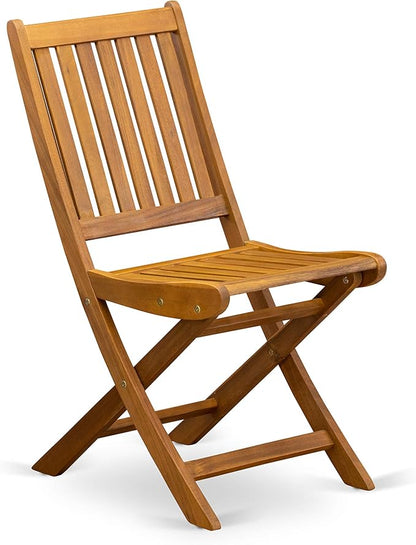 East West Furniture DEDK5CWNA 5 Piece Patio Dining Set Includes a Rectangle Outdoor Acacia Wood Table and 4 Folding Side Chairs, 40x72 Inch, Natural Oil