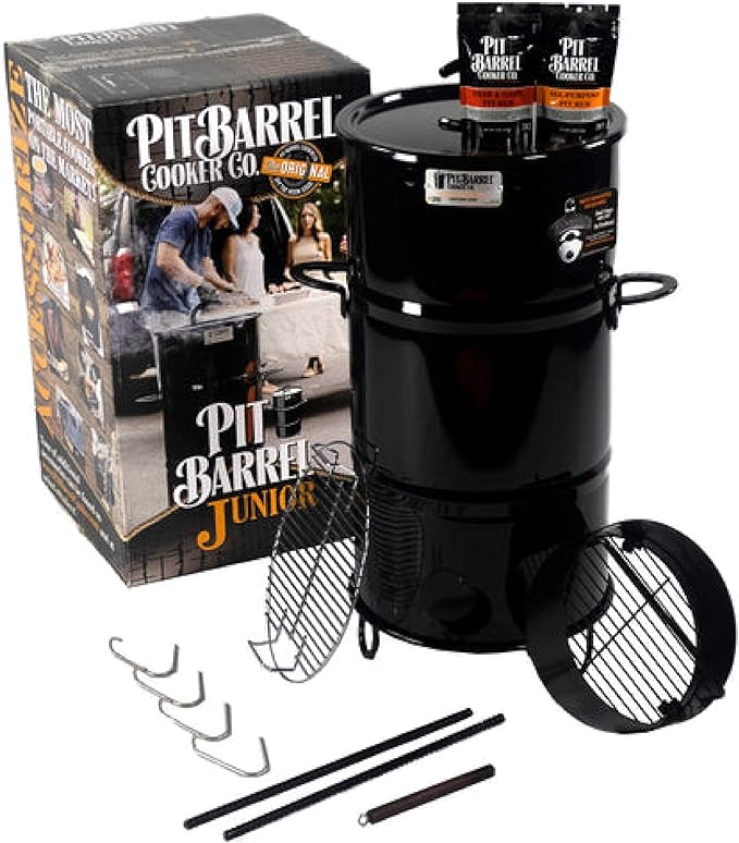 Pit Barrel Cooker 14 in. Pit Barrel Junior Charcoal Smoker Package Black PKG1001J