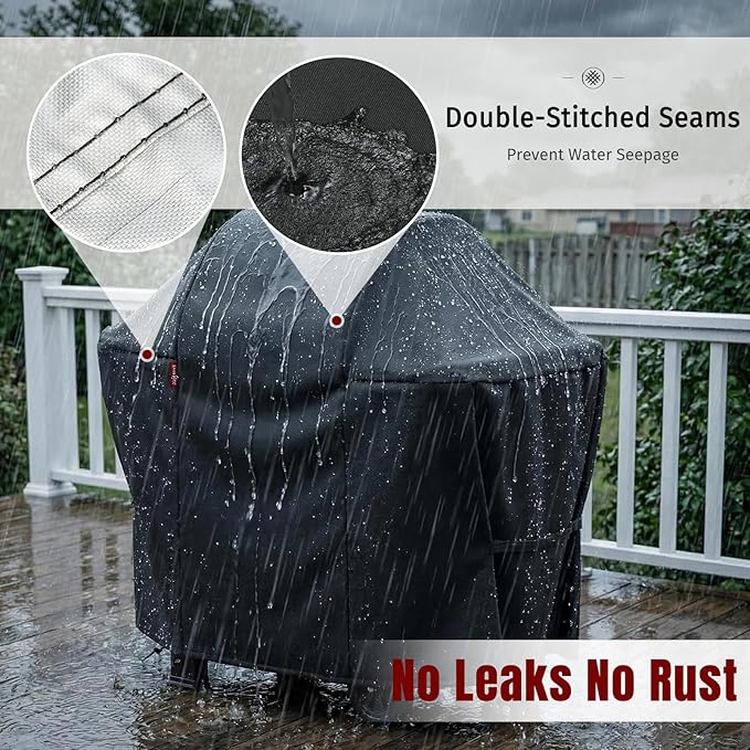 SHINESTAR 48 Inch Grill Cover for 45-48" 2-3 Burner Gas Grills, Heavy Duty Oxford Fabric BBQ Cover Waterproof UV Protection, Windproof with Magic Tape & Drawstring Bottom
