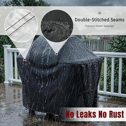 SHINESTAR 52 Inch Grill Cover for 49-52" Most 3-4 Burner Gas Grills, Heavy Duty Oxford Fabric BBQ Cover Waterproof UV Protection, Windproof with Magic Tape & Drawstring Bottom