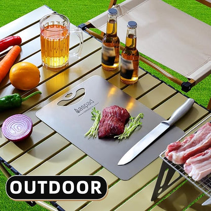 Pure Titanium Cutting Board Non-Toxic for Kitchen Washable Portable Lightweight Metal Chopping Board Dishwasher Safty Suit for Home Cooking and Outside Camping