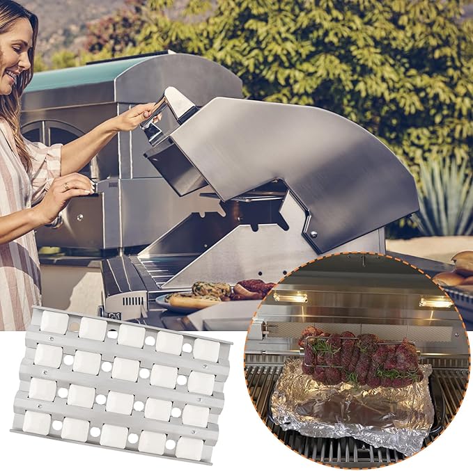 S23218-32Y Briquette Tray for Delta Heat 32 Inch Grill Replacement Parts for Delta Heat DHBQ32 DHBQ32G DHBQ32R/S DHBQ32R DHBQ32RS Ceramic Briquettes Tray with 20 Ceramic Briquettes