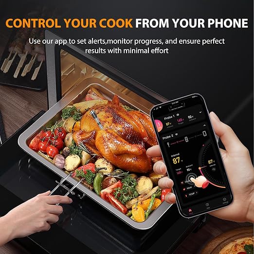 Wireless Meat Thermometer Digital, 1 Probe Bluetooth Thermometer | Smart App & Standalone Display Base, NIST ±0.5°F, Instant Read LCD, BBQ Smoker Grill Oven, Brisket Steak Turkey Pork
