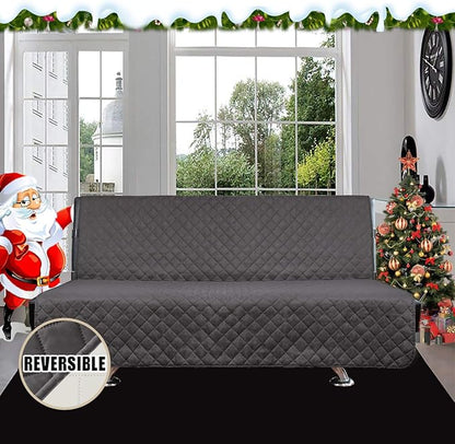 Easy-Going Reversible Couch Cover, Large Futon Sofa, Gray/Ivory | Machine Washable Slipcover For Dogs, Water Resistant Furniture Mat For Living Room, Non-Slip Sofa Cover, Pet Friendly