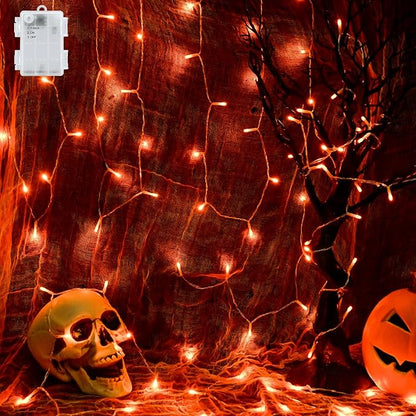 Cshare Halloween String Lights Battery Operated With Timer - 9.8ft 30LED Orange Waterproof Lights for Outside Decorations, Party, Yard, Pathway, Indoor and Outdoor