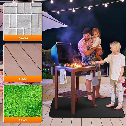 M METERXITY Under Grill Mat for Outdoor Grill, 91x47 Inch/ 230x120cm Rectangle Fireproof Fireplace Pad for Indoor Fire Pit, Oil-Proof Waterproof Decks & Patio BBQ Protector Mat