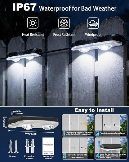 Outdoor Fence Lights 8 Pack, 50ft Smart RGB Outdoor Lights, APP, Remote Control, IP67 Waterproof LED String Light with Timer for Wall Deck Step Patio Railing Yard Stairs Pool Christmas Decor