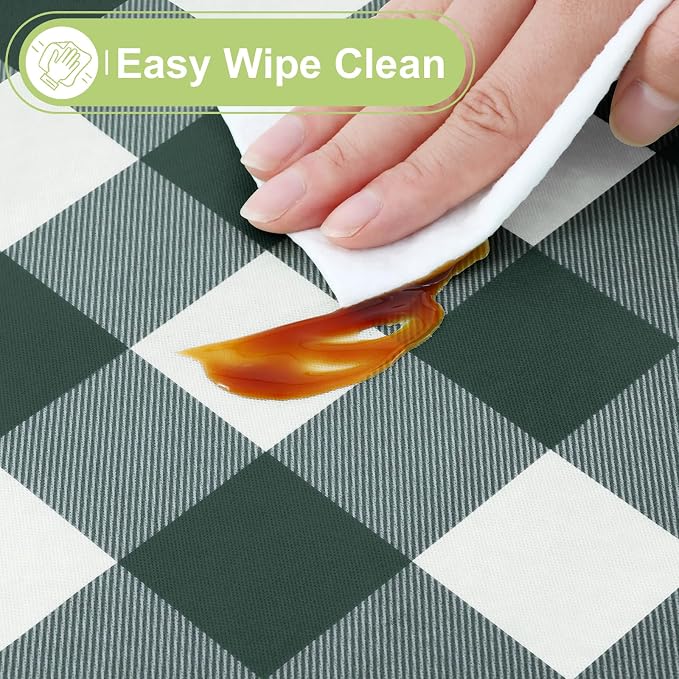 Smiry Picnic Table Cloth, Vinyl Tablecloths with Flannel Backing, 52"x70" | Waterproof Rectangle Table Cloth, Wipeable Buffalo Plaid Table Cover for Indoor and Outdoor (Hunter Green & White)