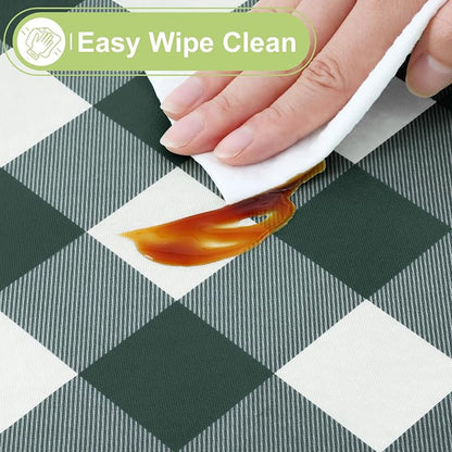 Smiry Picnic Table Cloth, Vinyl Tablecloths with Flannel Backing, 52"x70" | Waterproof Rectangle Table Cloth, Wipeable Buffalo Plaid Table Cover for Indoor and Outdoor (Hunter Green & White)