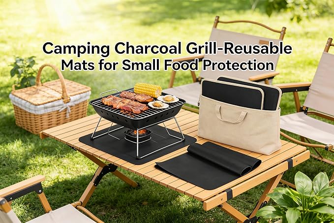 3-Pack Heavy Duty Non-Stick Grill Mats - Reusable BBQ Sheets for Gas, Charcoal & Electric Grills (Black)