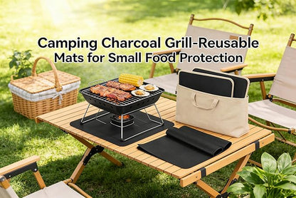 3-Pack Heavy Duty Non-Stick Grill Mats - Reusable BBQ Sheets for Gas, Charcoal & Electric Grills (Black)