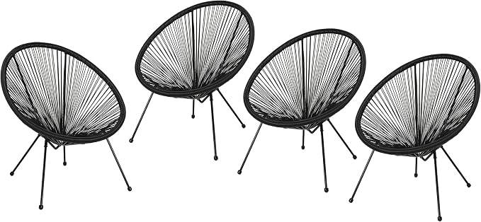 Christopher Knight Home Outdoor Hammock Weave Chair with Steel Frame (Set of 4) - Black Finish
