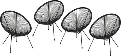 Christopher Knight Home Outdoor Hammock Weave Chair with Steel Frame (Set of 4) - Black Finish