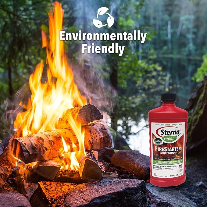 Sterno Charcoal Lighter Fluid, Fire Starter Gel for Pellet Stoves, BBQ Grilling, Campfire, Ethanol Clean Burning Instant Flame - Ultra-Concentrated, All-Weather for Indoor & Outdoor - 6-Pack, 16oz