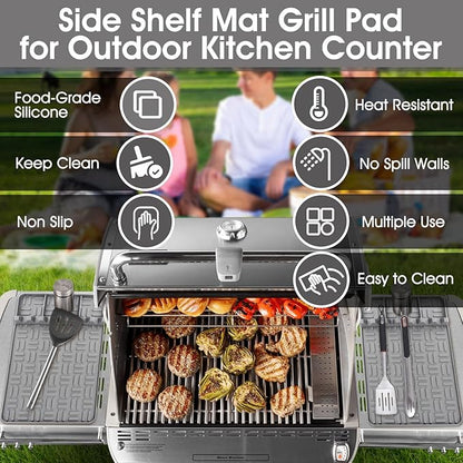 Vanys Silicone Griddle Tools Mat And Silicone Grease Cup Liners for Blackstone, Reusable Grease Catcher Cup And Silicone Spatula Mat Of Griddle Accessories For Blackstone. (4 PCS, Grey)