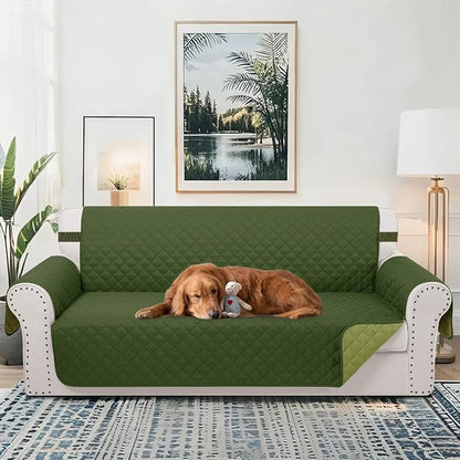 Reversible Couch Cover for 3 Cushion, Sofa, Huntergreen/Sage | Couch Cover for Sofa, Pet Friendly Water Repellent Couch Sofa Cover, Washable Furniture Protector with Elastic Straps
