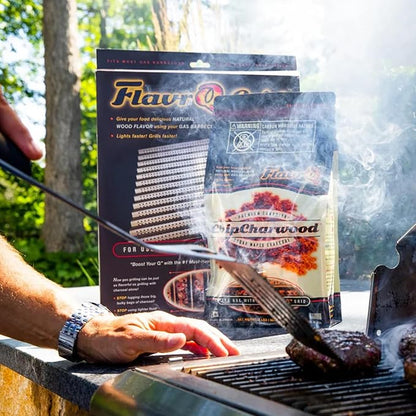 Starter Kit - Natural Sugar Maple Charcoal Chips & Stainless Steel Grid - Get Authentic Charcoal BBQ Taste on a Gas Grill in 10 Minutes - Smoker Box Alternative for Propane Grills - 2lb Bag
