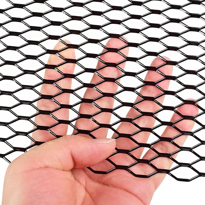 AggAuto Universal 40"x13" Car Grill Mesh 11x25mm Hexagon Hole Black | Aluminum Alloy Automotive Grille Insert Bumper, One of the Most Multifunctional Shape Grids 100x33cm