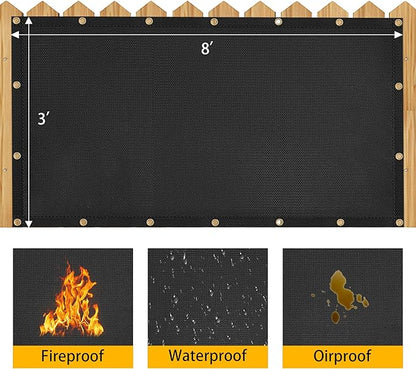 Heat Shield Behind Grill Black Fireproof Cover and Screen Protect Deck Railing from Grill Heat Shield for Wood Stove, 3’x8’ Wall Protector for Fridge Waterproof BBQ Mat UV Resistant Privacy Screen