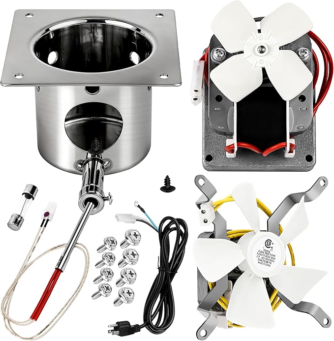 Fit For Traeger and Pit Boss Wood Pellet Grill Parts Replacement Kit include 2.0 RPM Auger Motor,Induction Fan Kit,Power Cord,Fire Burn Pot and Hot Rod Ignitor By Romalon