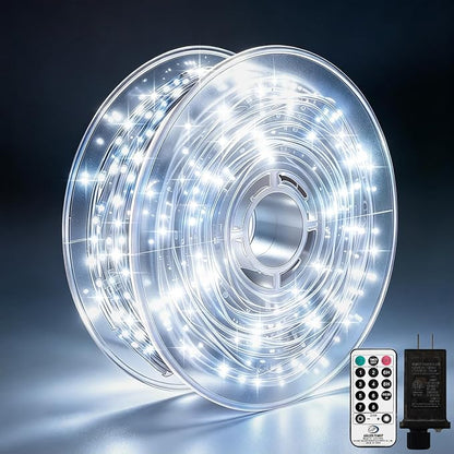 Outdoor String Lights 197ft 1000 LED Cool White Silver Copper Wire Fairy Lights with Remote Listed Plug-in Christmas Lights 8 Modes Low Voltage Twinkle Lights for Garden Patio Yard Tree Wedding Party
