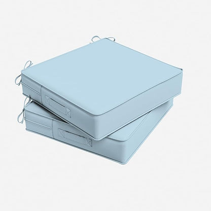 Outdoor Chair Cushion 18.5 x 16 x 4 Inches Patio Furniture Outdoor Waterproof Seat Cushion, Patio Chair Cushion with Handles and Ties, Square Dining Chair Cushion Set of 2, Sky Blue