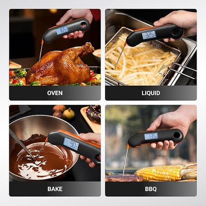 ThermoMaven Professional Meat Thermometer, NIST Certified Accuracy ±0.5°F | Instant Read in 0.5 Sec, IP67 Waterproof, Ambidextrous Backlight & Auto-Rotating Display, for BBQ/Grill/Cooking, Black&Orange