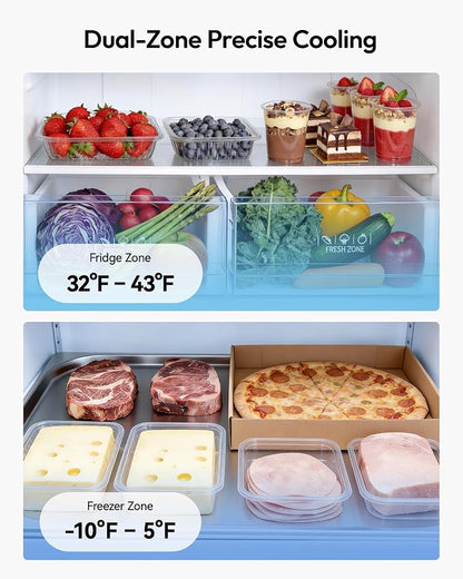 18 Cu.Ft French Door Refrigerator with Freezer Drawer – Frost Free, UL Certified, Side by Side Fridge with Door Ajar Alarm & 3 Smart Modes