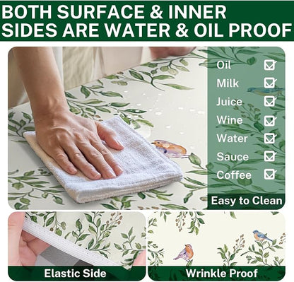 Picnic Table Cover with Bench Covers, Botanical Bird, 3PCS, 72 Inch | Camper Fitted Tablecloth with Bench Elastic Edges Waterproof Essentials with Drawstring Bag