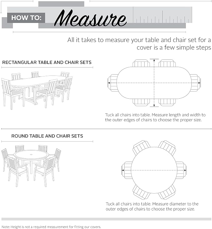Classic Accessories Ravenna Water-Resistant 108 Inch Rectangular/Oval Patio Table & Chair Set Cover, Large, Taupe, Outdoor Table Cover