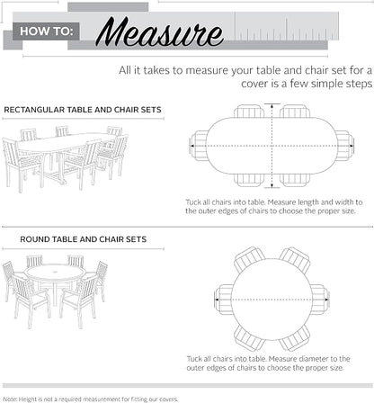 Classic Accessories Ravenna Water-Resistant 108 Inch Rectangular/Oval Patio Table & Chair Set Cover, Large, Taupe, Outdoor Table Cover