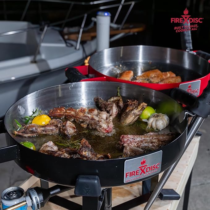 FIREDISC 215 Limited Edition Ultra Portable Tabletop Propane Cooker in Jet Black TCGFD215B, 16.5-in. Plow Disc Camping Stove is an Ideal Portable Stove, Tailgate Grill, Propane Outdoor Cooking