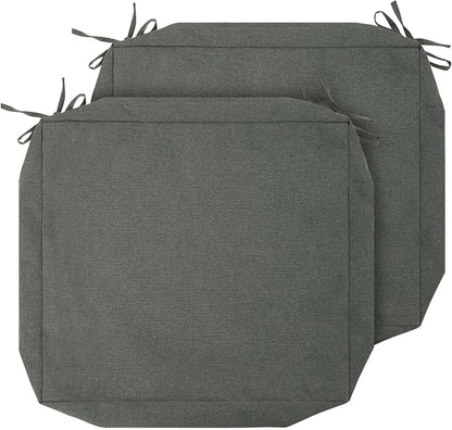 Magpie Fabrics Indoor Outdoor Cushion Cover Replacement 2 Pack, NO Insert! Water Repellent Slipcover with Ties Decor for Patio Garden Chair Sofa Bench Wicker(Dark Grey, 24x24x4 Inch)