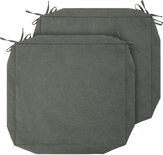 Magpie Fabrics Indoor Outdoor Cushion Cover Replacement 2 Pack, NO Insert! Water Repellent Slipcover with Ties Decor for Patio Garden Chair Sofa Bench Wicker(Dark Grey, 22x20x4 Inch)