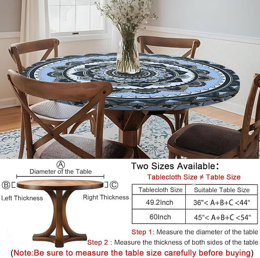 opstellen Fitted Round Tablecloth Waterproof Table Cloth Vinyl Indoor Outdoor Circle Cover for 36-44" Tables Dining Kitchen Apartment Home Party Gear Gifts Summer Fall Patio Picnic Camping Essentials