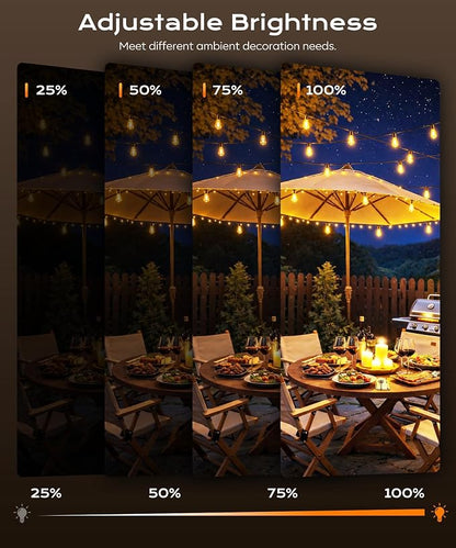 Outdoor String Lights, 100 FT Patio Lights for Outside | Smart App & Remote Control with Timer, Dimmable with 4 Scene Modes, Warm White Waterproof LED Bulbs for Garden, Yard Decor