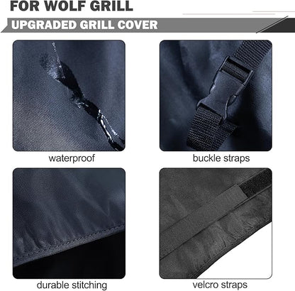 Oklagarden Grill Cover for Wolf OG36, Twin Eagles, Alfresco & Lynx 36 Inch Built-in Grills - Heavy Duty BBQ Cover - Black Vinyl - Hook and Loop Closure