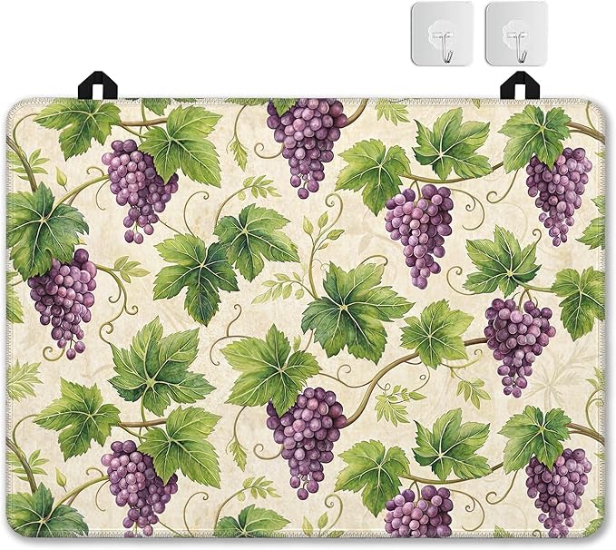 Stove Top Covers for Electric Stove,Purple Grape Flat Top Stove Cover,Watercolor Summer Fruit Heat Resistant Glass Top Stove Cover Protector Anti-Slip Range Covers, 28 x 20 Inch